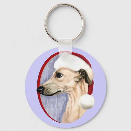 Whippet kerstkerstkerstkerstman sleutelhanger (Voorkant)