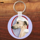 Whippet kerstkerstkerstkerstman sleutelhanger (Voorkant)