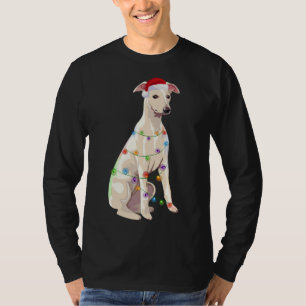 Whippet kerstlights Hondenliefhebber Santa Hat T-shirt