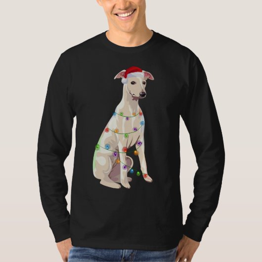 Whippet kerstlights Hondenliefhebber Santa Hat T-shirt (Voorkant)
