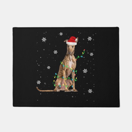 Whippet-kerstmis met lichte staart voor Kerstmis Deurmat (Voorkant)