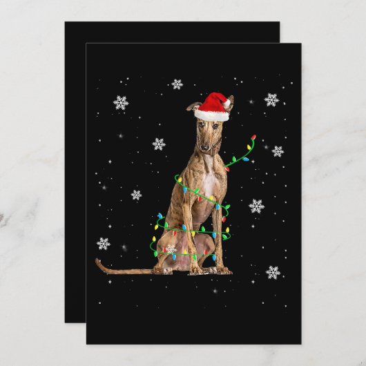 Whippet-kerstmis met lichte staart voor Kerstmis Feestdagenkaart (Voorkant / Achterkant)