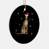 Whippet-kerstmis met lichte staart voor Kerstmis Keramisch Ornament (Rechts)