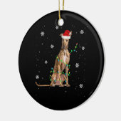 Whippet-kerstmis met lichte staart voor Kerstmis Keramisch Ornament (Links)