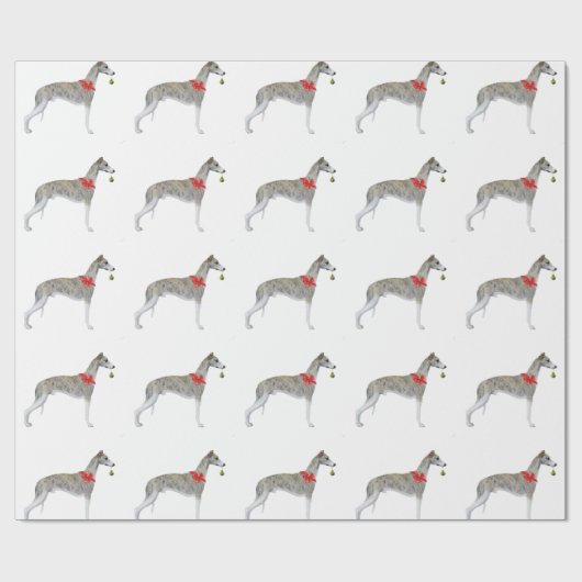 Whippet-kerstpapier - wit cadeaupapier (Vlak)
