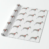 Whippet-kerstpapier - wit cadeaupapier (Uitgerold)