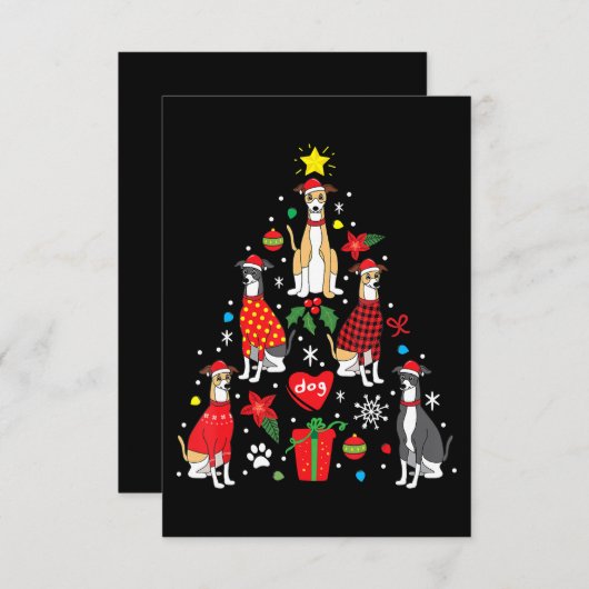 Whippet-kerstsierboom Funny Dog mam Informatiekaartje (Voorkant / Achterkant)