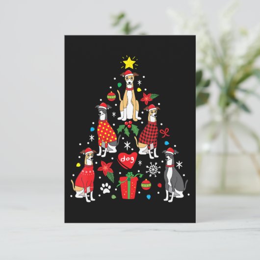 Whippet-kerstsierboom Funny Dog mam Informatiekaartje (Staand voorkant)