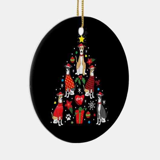 Whippet-kerstsierboom Funny Dog mam Keramisch Ornament (Rechts)