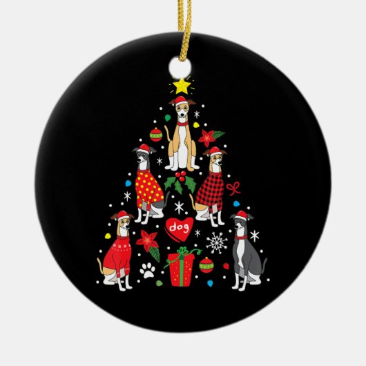 Whippet-kerstsierboom Funny Dog mam Keramisch Ornament (Voorkant)