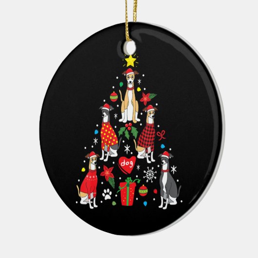 Whippet-kerstsierboom Funny Dog mam Keramisch Ornament (Links)