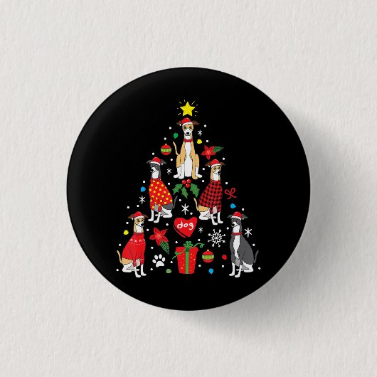 Whippet-kerstsierboom Funny Dog mam Ronde Button 3,2 Cm (Voorkant)