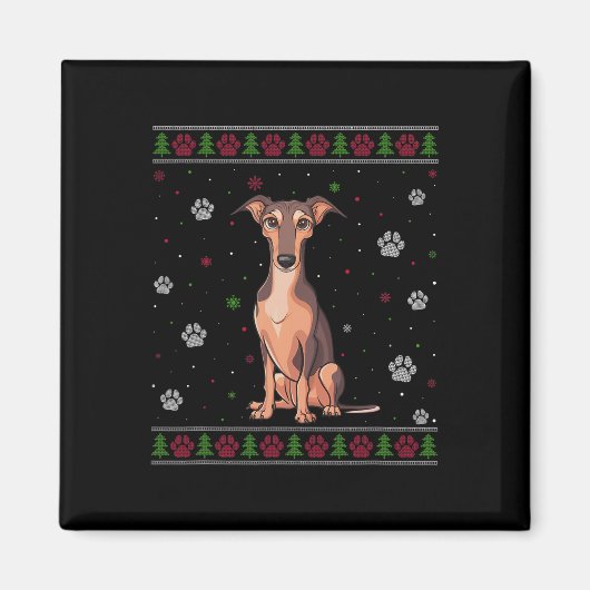 Whippet Kersttrui Xmas Huisdier Dier Hond Liefde Magneet (Voorkant)