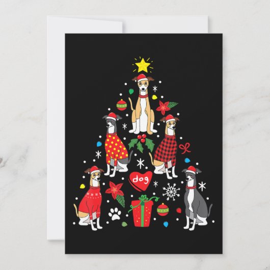 Whippet Kerstversiering Boom Grappige Hond Mama Pa Kaart (Voorkant)