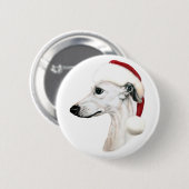 Whippet Kerstwitte kerstman Ronde Button 5,7 Cm (Voorkant /achterkant)