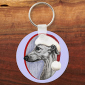 Whippet Kerstzwarte kerstkerstkerstman Sleutelhanger (Voorkant)