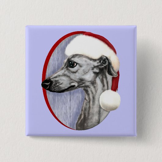 Whippet Kerstzwarte kerstkerstkerstman Vierkante Button 5,1 Cm (Voorkant)