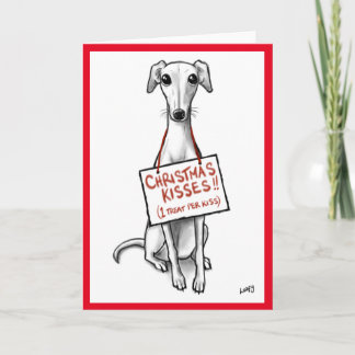 Whippet Kisses Feestdagen Kaart