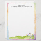Whippet Letterhead 8.5"x 11"Aquarelontwerp Briefhoofd (Voorkant / Achterkant)