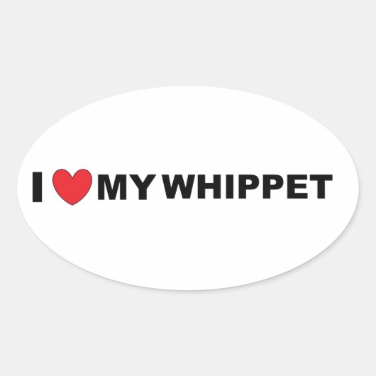 whippet love ovale sticker (Voorkant)