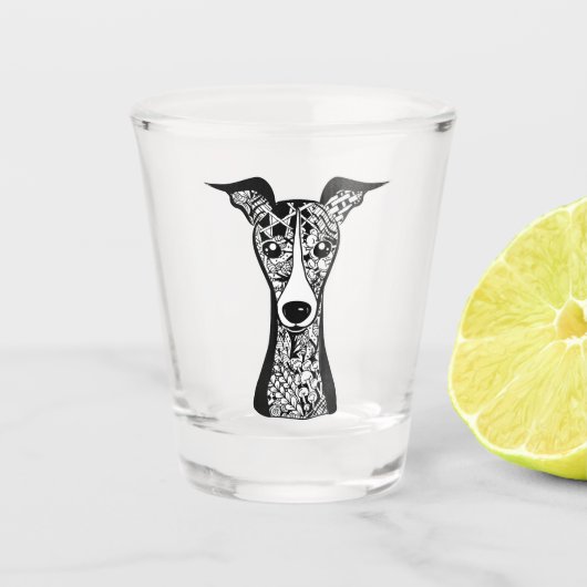 Whippet Lover | Italiaanse grafische kunst van Gre Shot Glas (Voorkant)