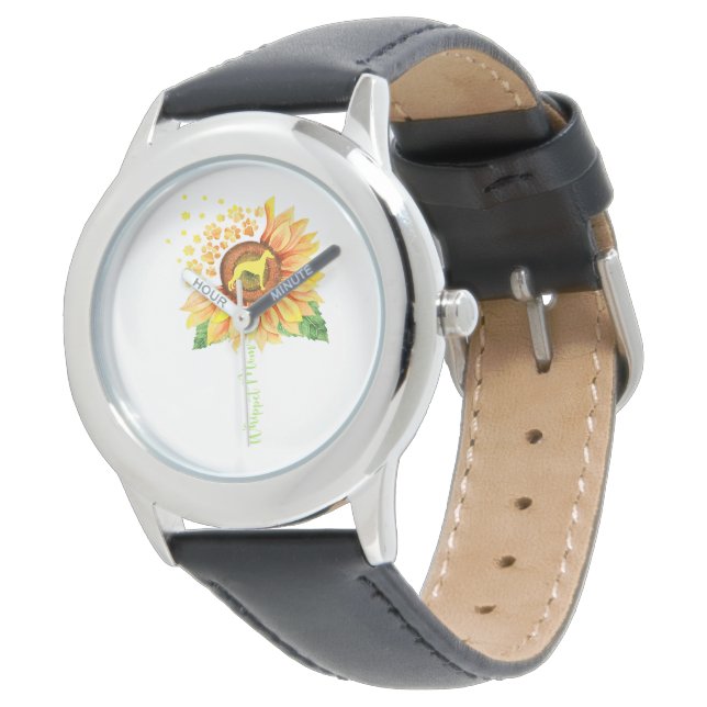 Whippet Ma Sunflower | Whippet Lover Horloge (Gekanteld)