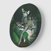 Whippet met muizen- en vogelwandklok grote klok (Hoek)