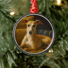 Whippet Metalen Ornament
