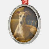 Whippet Metalen Ornament (Links)