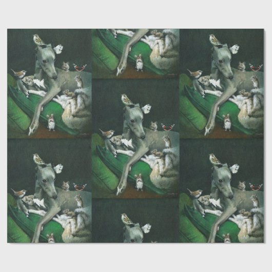 Whippet Mice and Birds Wrapping Paper Cadeaupapier (Vlak)