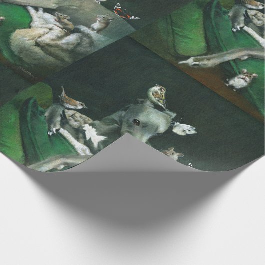 Whippet Mice and Birds Wrapping Paper Cadeaupapier (Hoek)