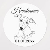 Whippet Minimalist Line Art personalized dog brand Labels (Design 1)