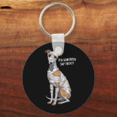 Whippet Mummie Halloween Hond Sleutelhanger (Voorkant)