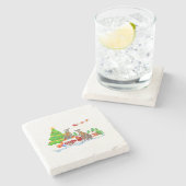 Whippet on Truck | Kerstwhippet Lover Stenen Onderzetter (Zijkant)