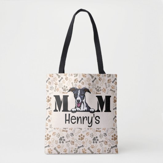 Whippet Peeking Persoonlijke mam Tote Bag (Voorkant)