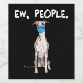 whippet people dog met gezichtsmasker pullover. wijn etiket (Enkel label)