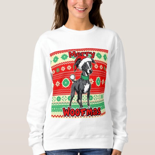 Whippet Prettig Kerstfeest Trui (Voorkant)