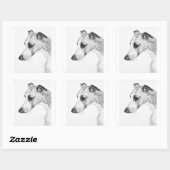 Whippet-profiel Vierkante Sticker (Vel)