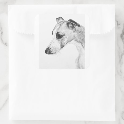 Whippet-profiel Vierkante Sticker (Tas)