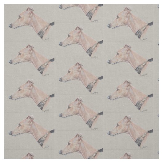 Whippet Profile Dog Art Fabric Stof (Swatch)