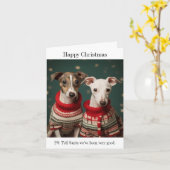 Whippet Puppies Kerst Kaart (Gele Bloem)