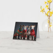 Whippet Puppies Kerst Kaart (Gele Bloem)