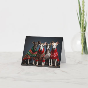 Whippet Puppies Kerst Kaart