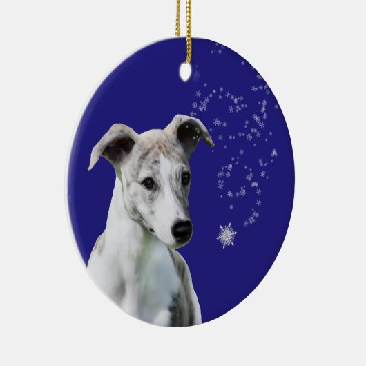 Whippet Puppy Holiday Snow Flurry Ornament (Rechts)