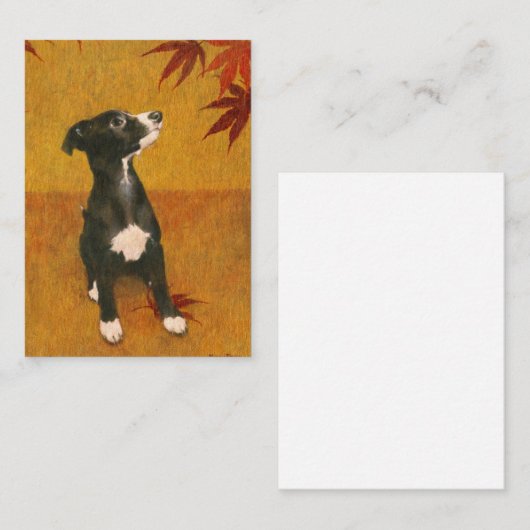 Whippet Puppy op Gold ACEO Visitekaartje (Voorkant / Achterkant)