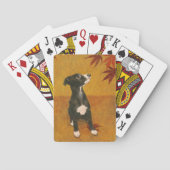 Whippet puppy op gouden speelkaarten (Achterkant)