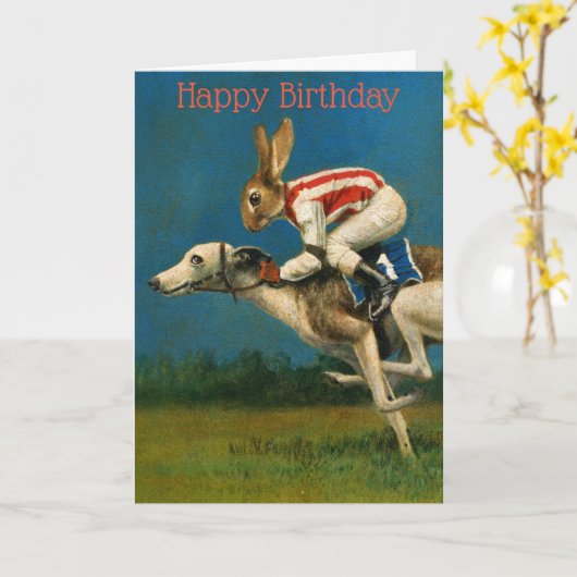 Whippet Racer Verjaardag Kaart (Gele Bloem)