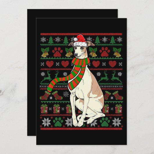 Whippet Santa Claus Funny Dog Lover Kerstmis Feestdagenkaart (Voorkant / Achterkant)