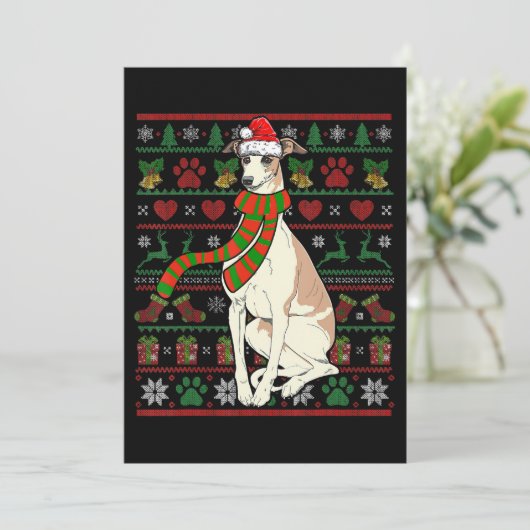 Whippet Santa Claus Funny Dog Lover Kerstmis Feestdagenkaart (Staand voorkant)