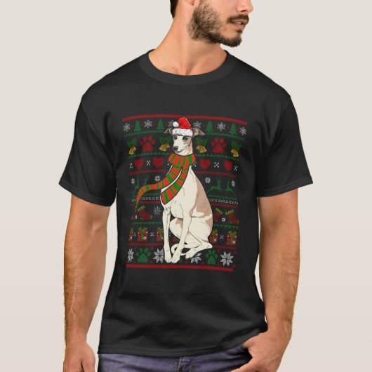 Whippet Santa Claus Funny Dog Lover Kerstmis Swea T-shirt (Voorkant)